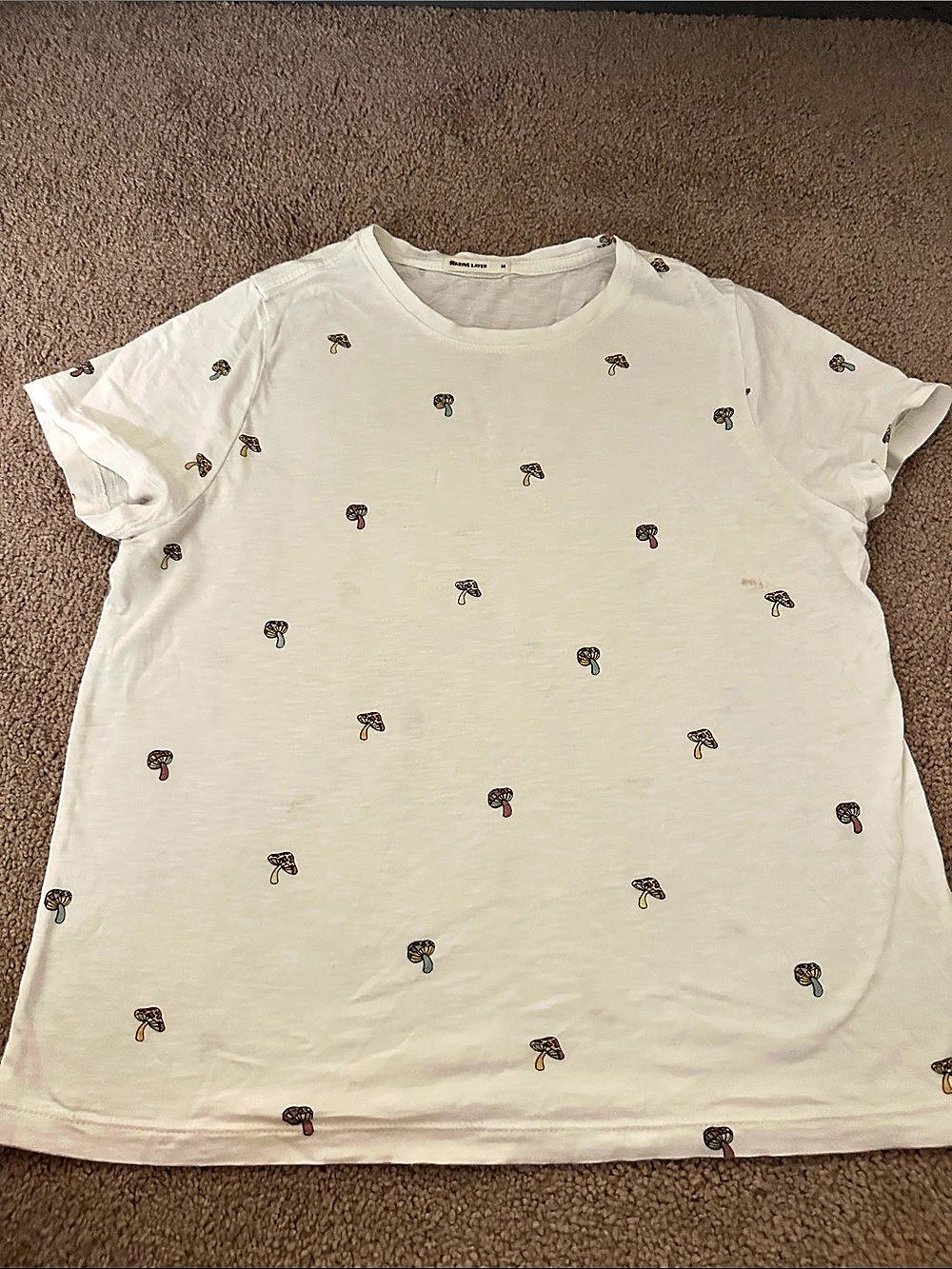 Marine Layer Ashlyn Mushroom Graphic Tee in White size M